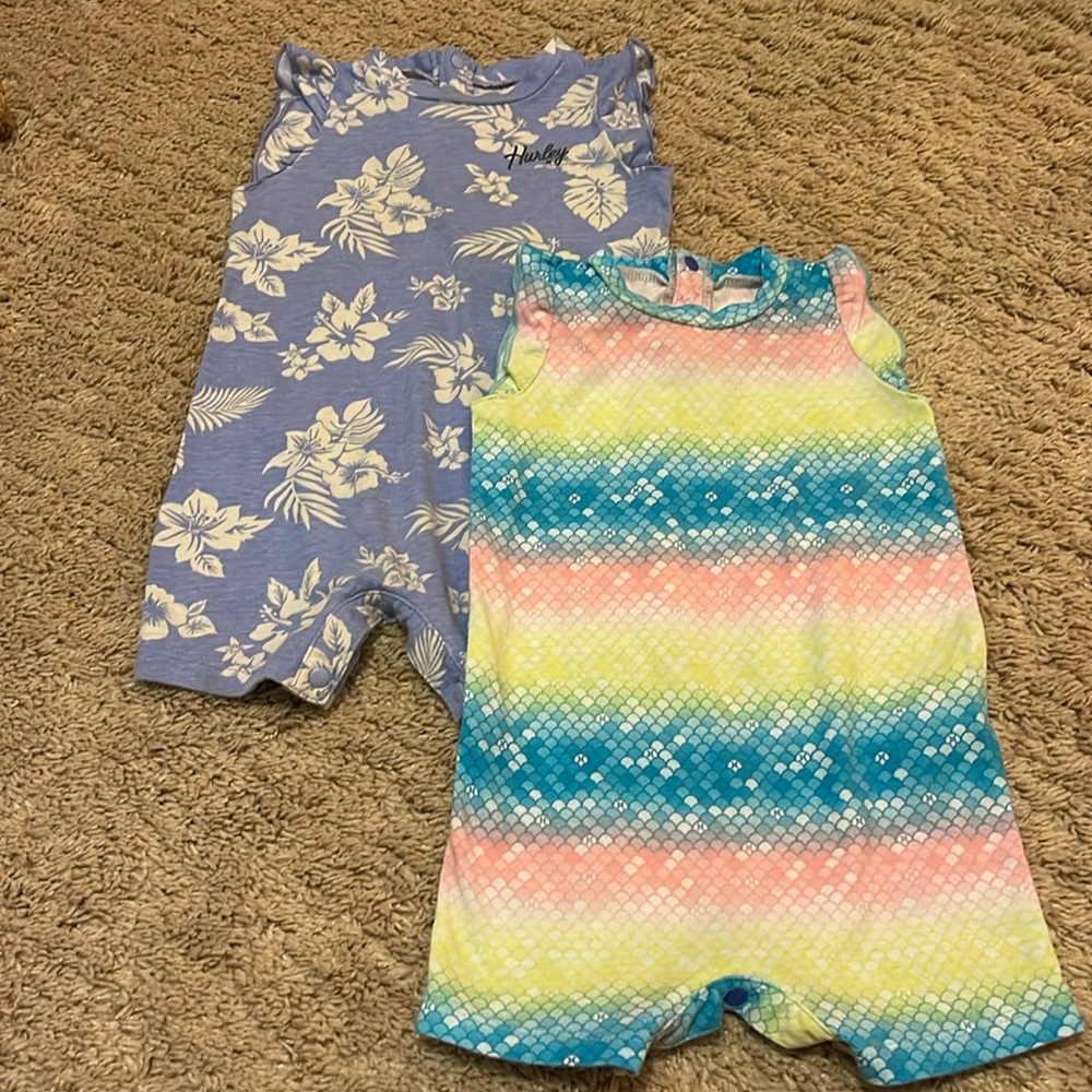 Girls Hurley Baby Rompers Bundle 9 and 12 months